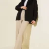 Thin Belted Pleated Fabric Trousers Beige - Image 2