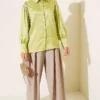 Pearl Button Jacquard Satin Shirt - immagine 2