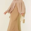 Pearl Cape Evening Dress Latte