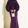 Pearl Cape Evening Dress Purple