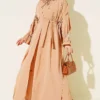 Pearl Embellished Butterfly Cape Dress Latte
