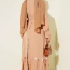 ⁦Pearl Embellished Butterfly Cape Dress Latte⁩ - الصورة ⁦3⁩