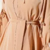 ⁦Pearl Embellished Butterfly Cape Dress Latte⁩ - الصورة ⁦4⁩