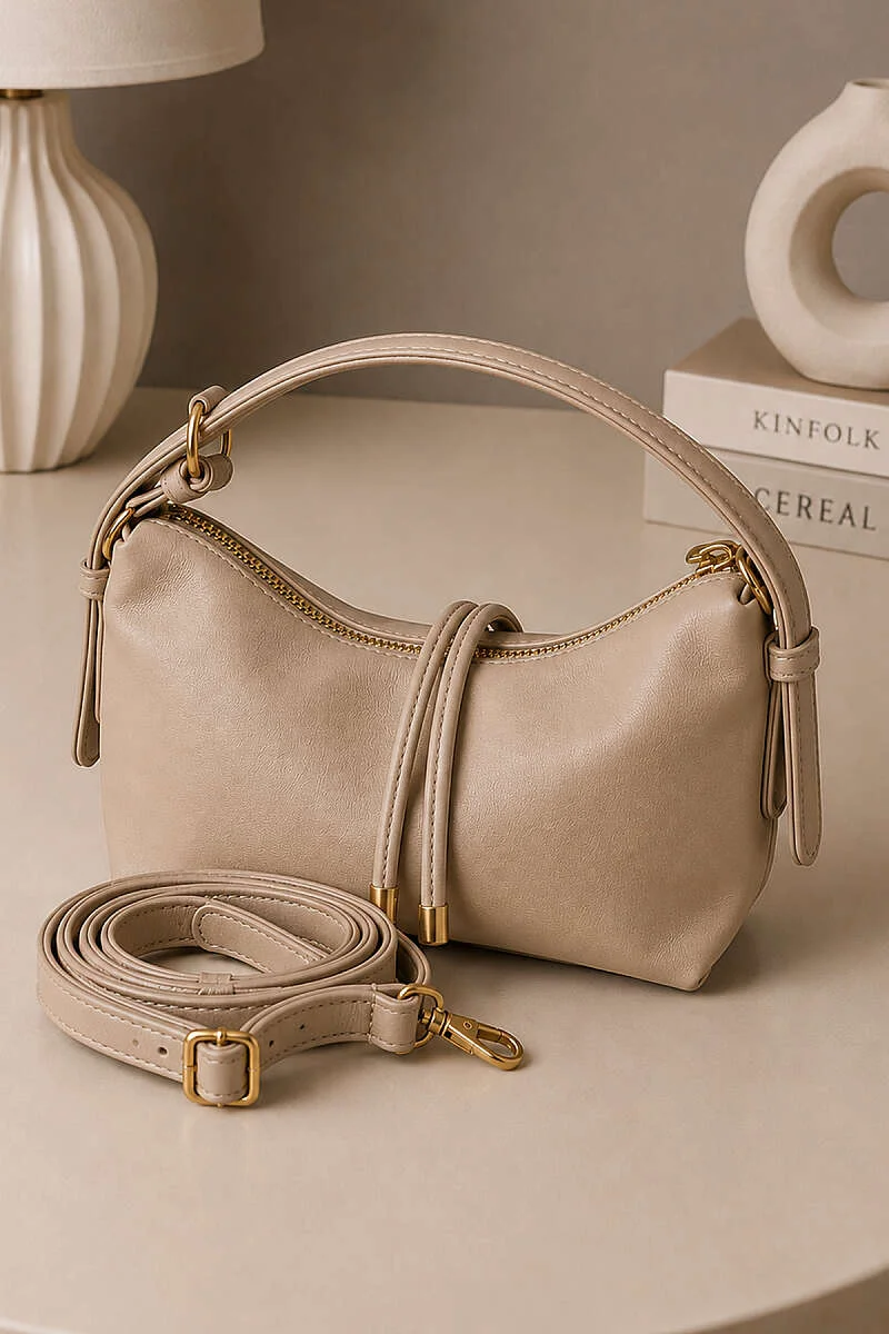 Baguette Bag with Cord Accessory Beige