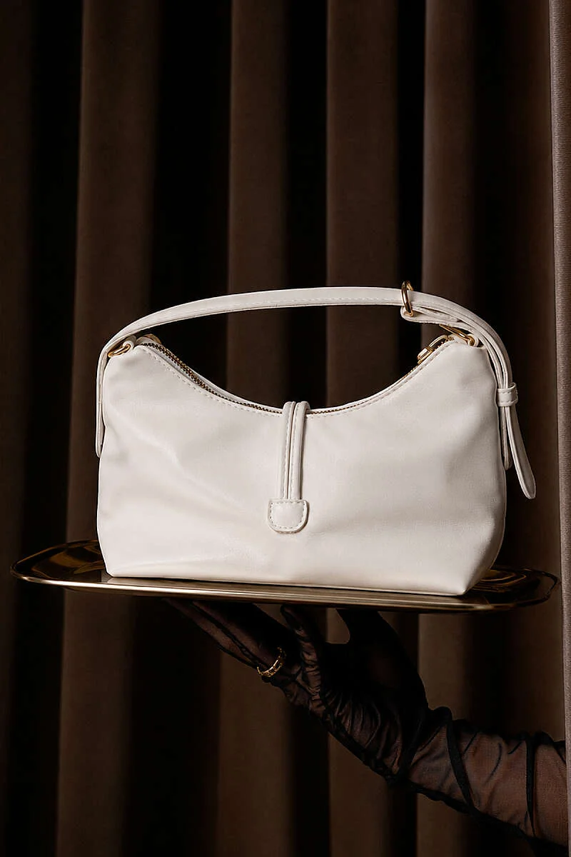 Baguette Bag with Cord Accessory White