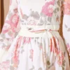 Drawstring Detail Printed Balloon Sleeve Dress Orange - Image 4