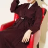 Buttoned Ribbed Modal Skirt Set Plum - immagine 5