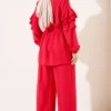 Ruffled Tunic Set with Belt Red – Image 4