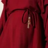 Belted Ruffled Shoulder Two-Piece Set Burgundy - immagine 4