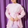 Belted Ruffled Shoulder Two-Piece Set Pink - immagine 2