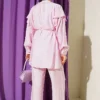Belted Ruffled Shoulder Two-Piece Set Pink - immagine 3