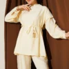 Belted Ruffled Shoulder Two-Piece Set Yellow - Image 2