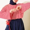 Striped Tunic with Spanish Sleeves Red
