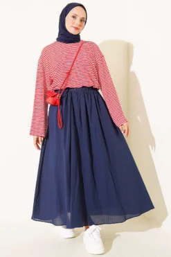 Vue alternative de Striped Tunic with Spanish Sleeves Red