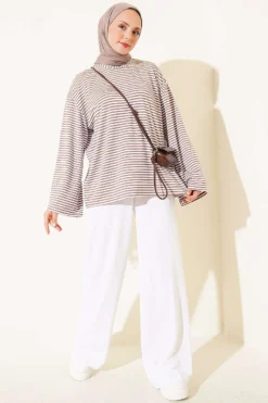 Vue alternative de Striped Tunic with Spanish Sleeves Brown