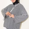 Striped Tunic with Spanish Sleeves Black