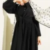 Double Tie Detail Button Dress Black – Bild 2