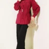 Double Button Belted Shirt Burgundy - immagine 2