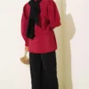 Double Button Belted Shirt Burgundy - immagine 3