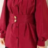 Double Button Belted Shirt Burgundy - immagine 4