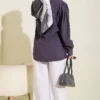 Double Button Belted Shirt Charcoal - immagine 3