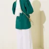 Double Button Belted Shirt Emerald - immagine 3