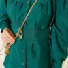 Double Button Belted Shirt Emerald - immagine 4
