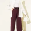 Double Thin Belt Wide Leg Trousers Plum – Image 2