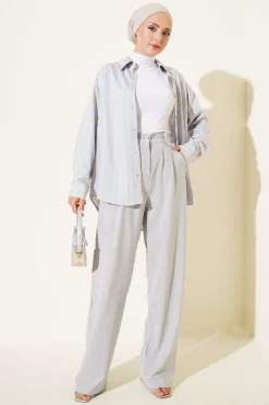 Alternative Ansicht von Double Pleated Fabric Trousers Grey
