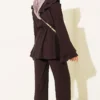 Double Lapel Elastic Waist Two-Piece Set Brown – Bild 3