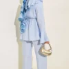 Double Lapel Elastic Waist Two-Piece Set Baby Blue - Imagen 3