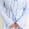 Double Lapel Elastic Waist Two-Piece Set Baby Blue - Imagen 4