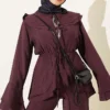 Double Lapel Elastic Waist Two-Piece Set Plum - Afbeelding 2