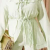 Double Lapel Elastic Waist Two-Piece Set Mint – Bild 4