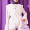 Double Lapel Elastic Waist Two-Piece Set Pink - Afbeelding 2