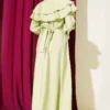 Double Lapel Gold Button Belted Dress Gold - Afbeelding 3