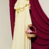 Double Lapel Gold Button Belted Dress Yellow – Bild 3