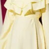 Double Lapel Gold Button Belted Dress Yellow – Bild 4