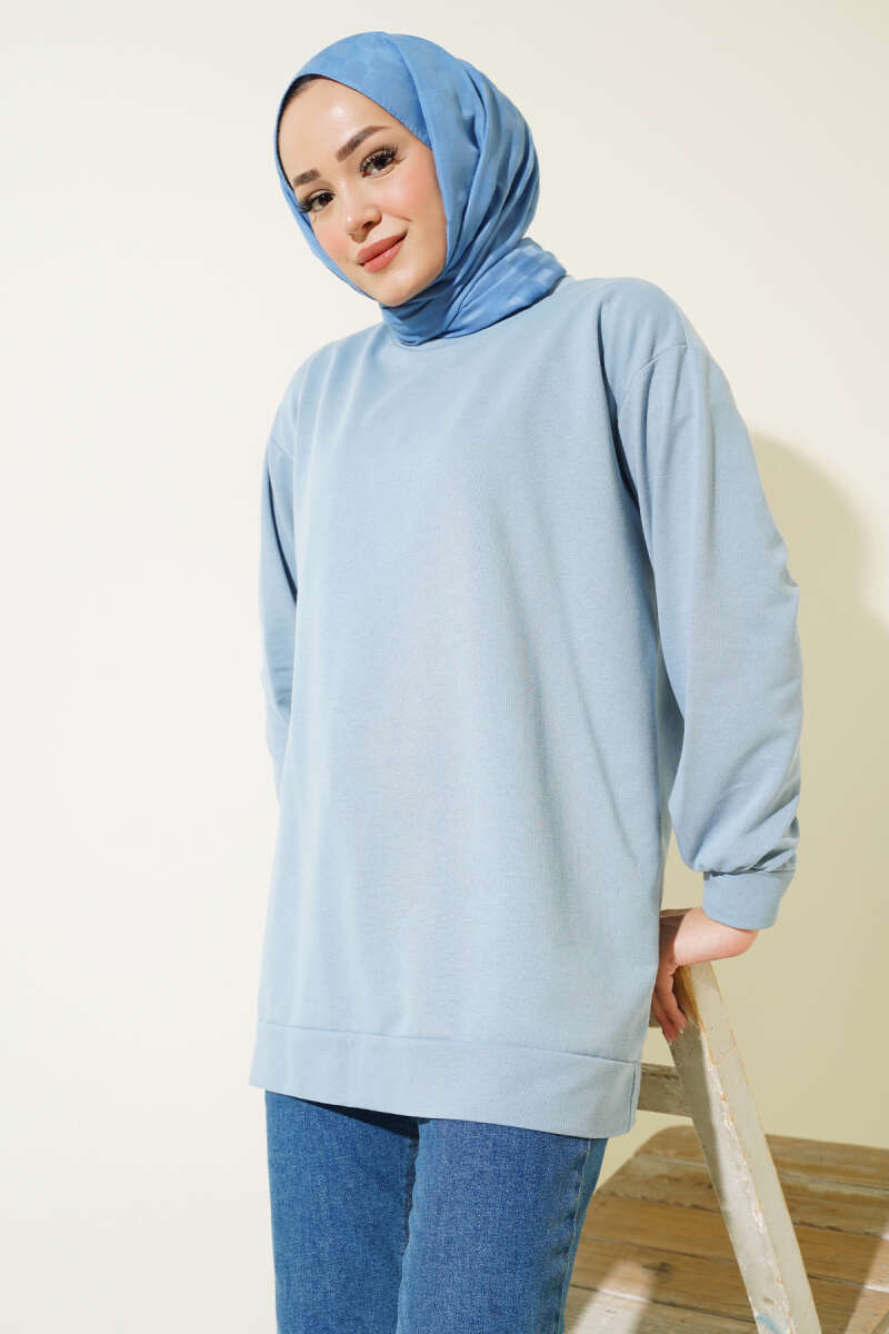 French Terry Plain Tunic Baby Blue