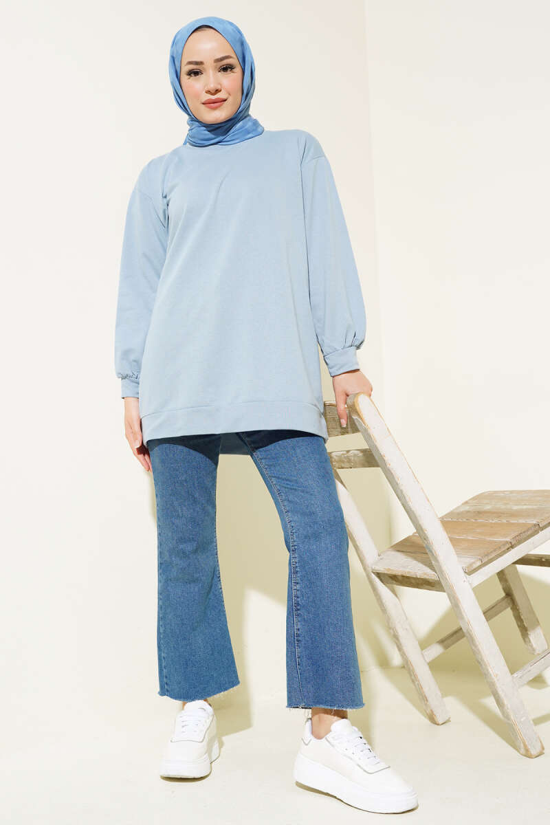 French Terry Plain Tunic Baby Blue - Image 2