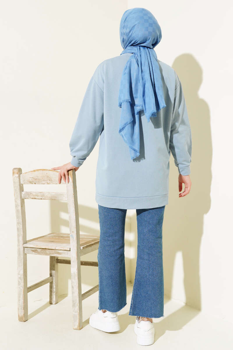 French Terry Plain Tunic Baby Blue - Image 3
