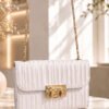 Thin Striped Women's Handbag White
