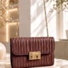 Thin Striped Women's Handbag Brown
