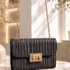 Thin Striped Women's Handbag Black