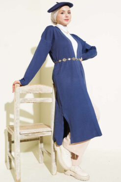 Alternative view of Fine Ribbed Knit Long Cardigan Indigo
