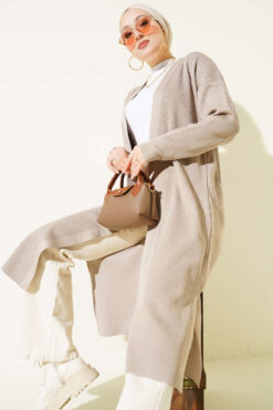 Alternative view of Fine Ribbed Knit Long Cardigan Mink