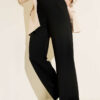 Thin Belted Pleated Fabric Trousers Black - Image 2