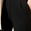 Thin Belted Pleated Fabric Trousers Black - Image 4