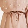 Pearl Flower Hidden Button Two-Piece Set Latte - Imagen 4