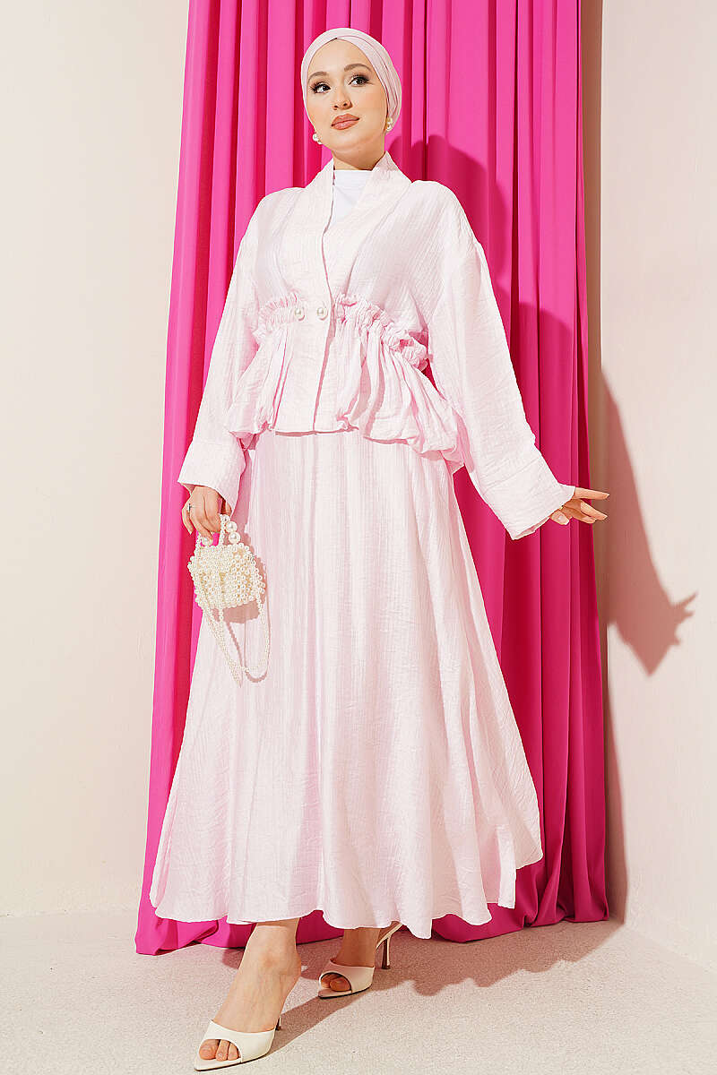 Lace Trimmed Double Sailor Collar Two-Piece Set Pink - Image 5